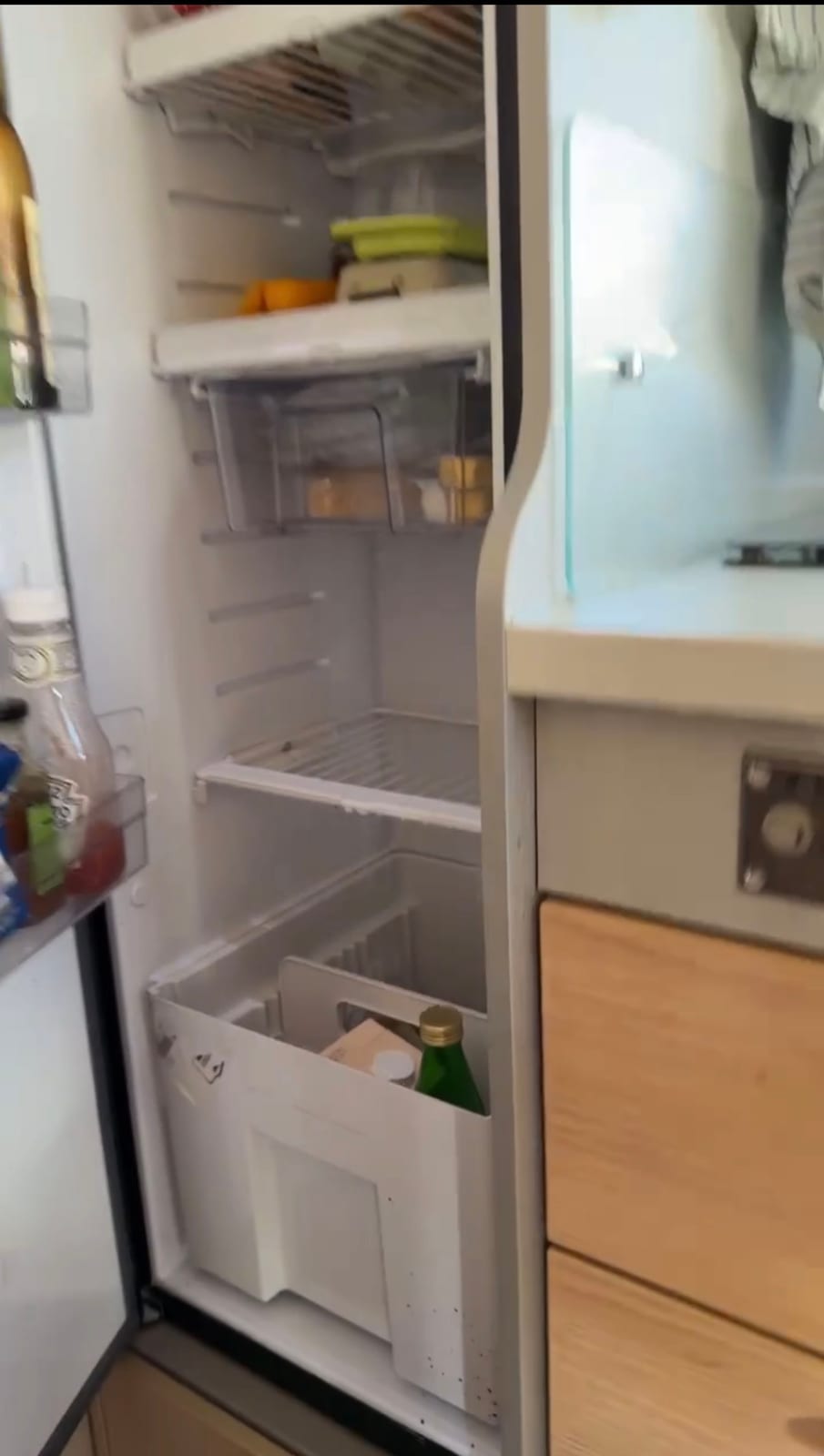 Geöffneter Kühlschrank mit Gefrierfach